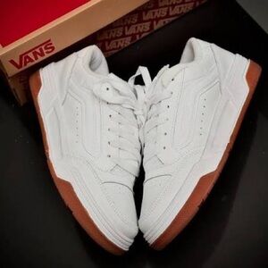 Vans Men's White Sneakers with Tan Soles